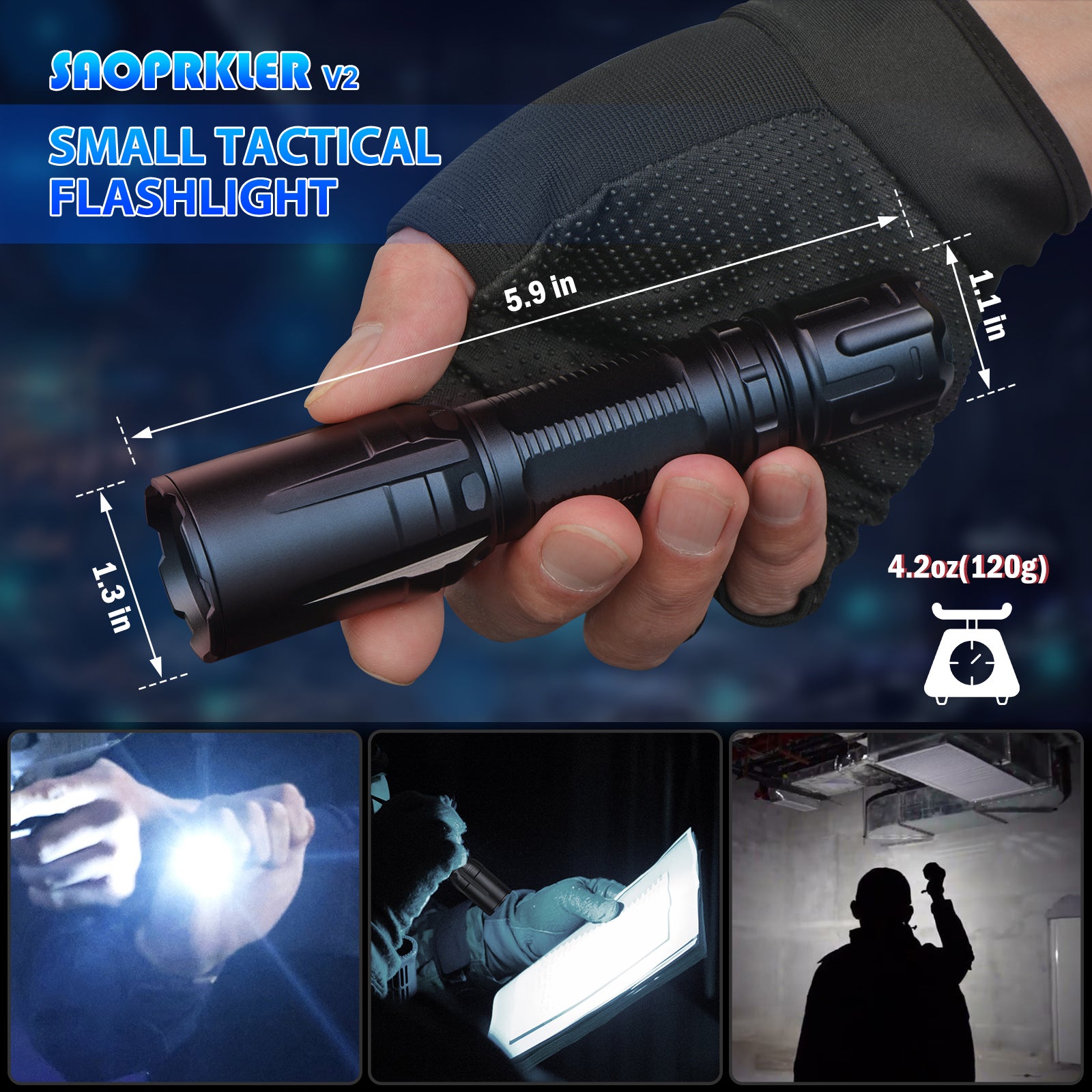 SAOPRKLER Tactical Flashlights High Lumen 2350LM Police Flashlight with Holster 690m SFT40 LED Law Enforcement -V2
